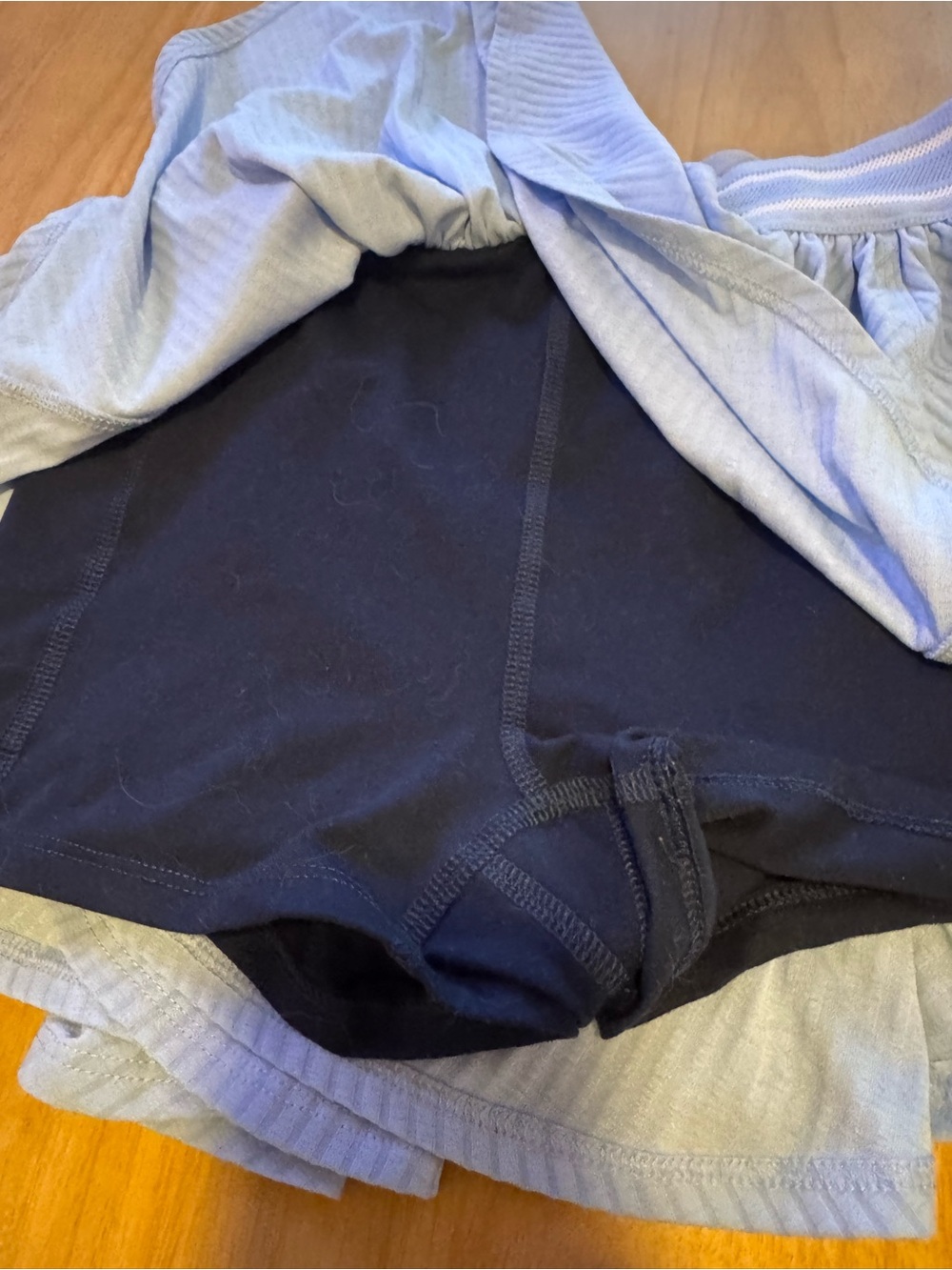 Free People Light Blue Ribbed Circle Skirt with Built-In Shorts - Picture 3 of 5